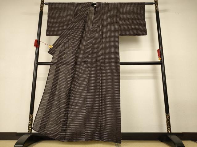 平和屋着物＊夏物　小千谷ちぢみ　絣　麻　逸品　AABG7466jd