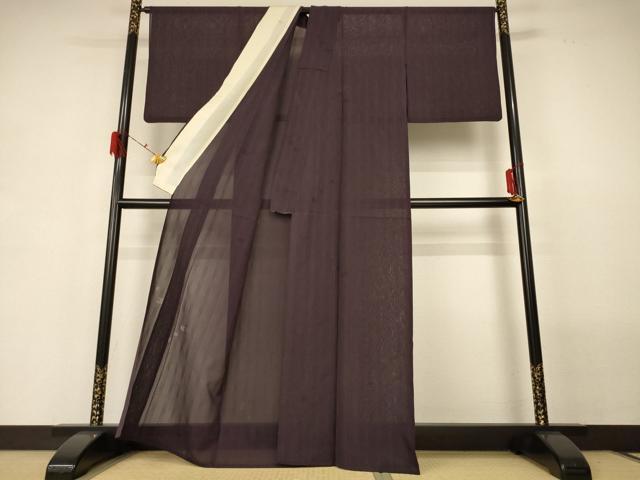 平和屋着物＊夏物 色無地 紗 黒鳶色 正絹 逸品 AABG7469jd