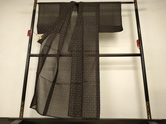 平和屋着物＊夏物 紗紬 格子 正絹 逸品 AABG7470jd