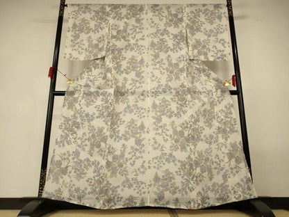 平和屋着物＊夏物　小千谷ちぢみ　草花文　麻　逸品　AABG7473jd