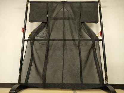 平和屋着物＊夏物 本場大島紬 夏大島 幾何学文様 正絹 逸品 AABG7475jd