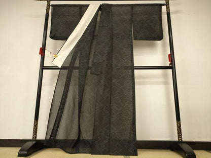 平和屋着物＊夏物 本場大島紬 夏大島 幾何学文様 正絹 逸品 AABG7475jd