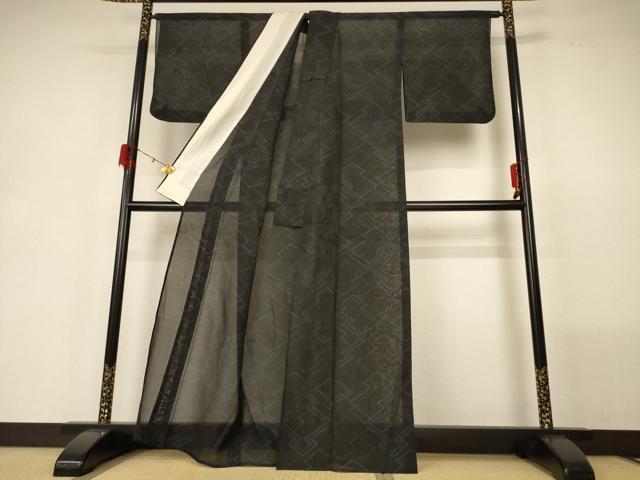 平和屋着物＊夏物 本場大島紬 夏大島 幾何学文様 正絹 逸品 AABG7475jd