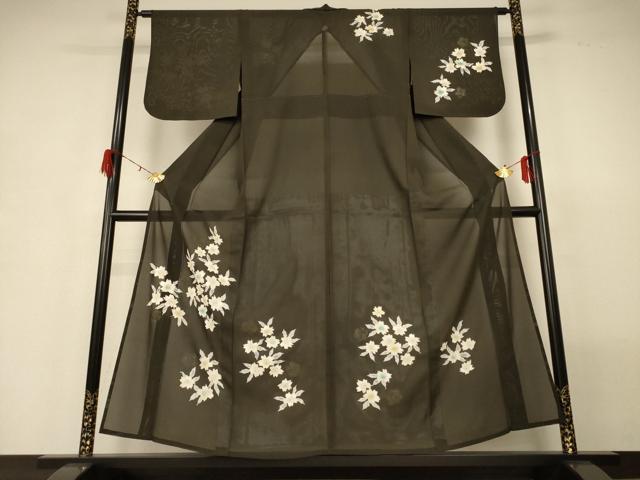 平和屋着物＊夏物 訪問着 絽 草花文 正絹 逸品 AABG7478jd