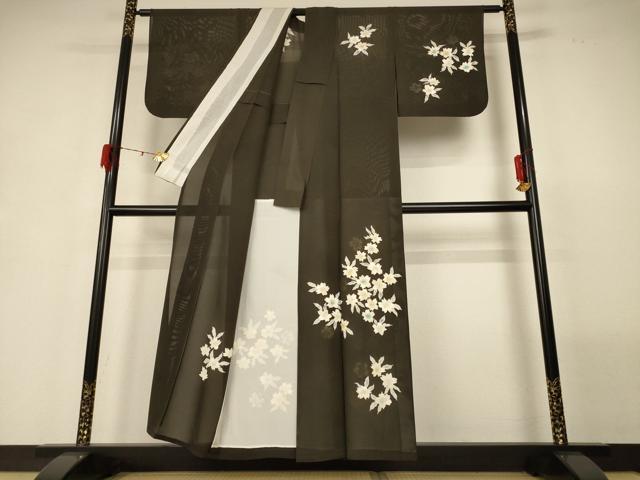 平和屋着物＊夏物 訪問着 絽 草花文 正絹 逸品 AABG7478jd