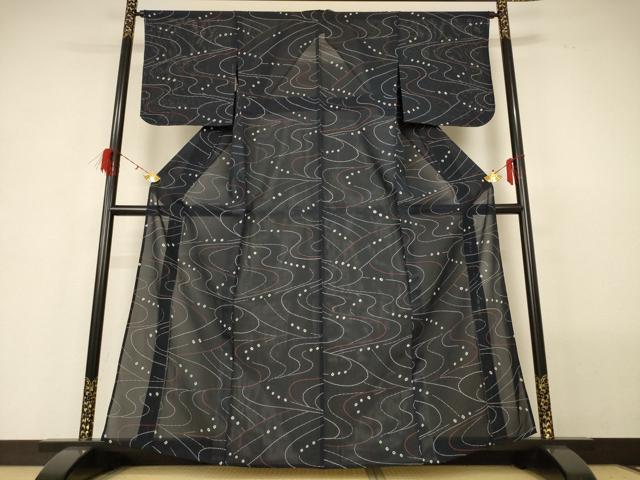 平和屋着物＊夏物　小紋　絽　流水文　正絹　逸品　未使用　AABG7479jd