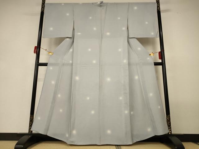 平和屋着物＊夏物 小紋 縦絽 丸文 蛍暈し 正絹 逸品 AABG7481jd