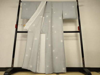 平和屋着物＊夏物 小紋 縦絽 丸文 蛍暈し 正絹 逸品 AABG7481jd