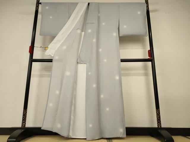 平和屋着物＊夏物 小紋 縦絽 丸文 蛍暈し 正絹 逸品 AABG7481jd