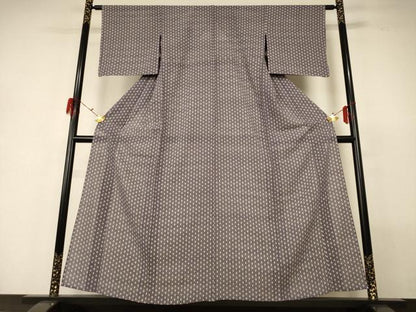 平和屋着物＊夏物 小紋 絽 麻の葉文様 正絹 逸品 AABG7489jd