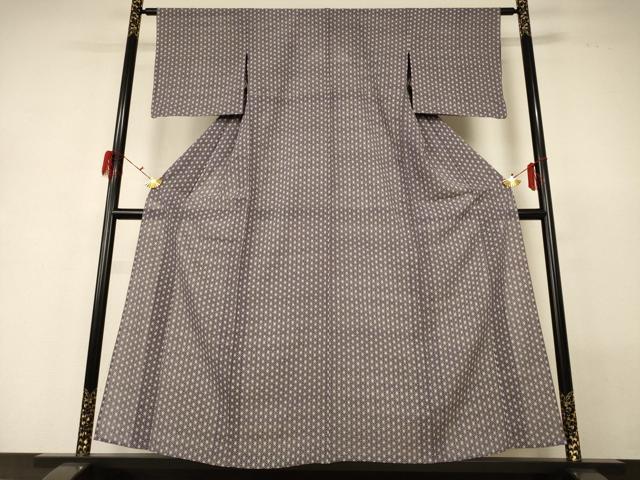 平和屋着物＊夏物 小紋 絽 麻の葉文様 正絹 逸品 AABG7489jd