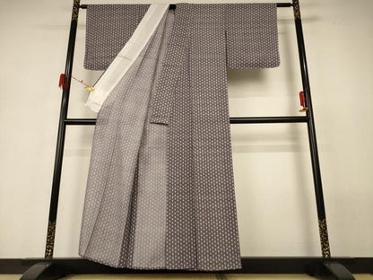 平和屋着物＊夏物 小紋 絽 麻の葉文様 正絹 逸品 AABG7489jd