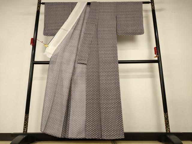 平和屋着物＊夏物 小紋 絽 麻の葉文様 正絹 逸品 AABG7489jd