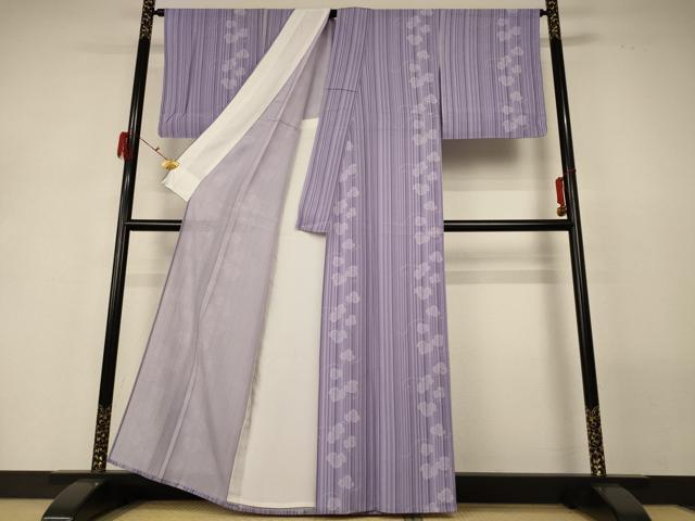 平和屋着物＊夏物 小紋 絽 蔦の葉文 正絹 逸品 AABG7491jd