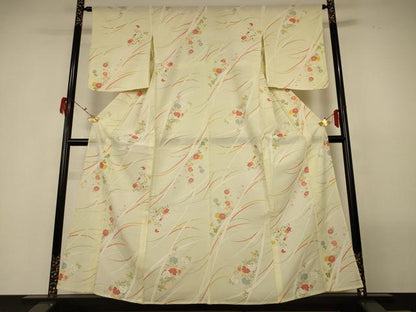 平和屋着物＊夏物 小紋 絽 草花文 正絹 逸品 AABG7503jd