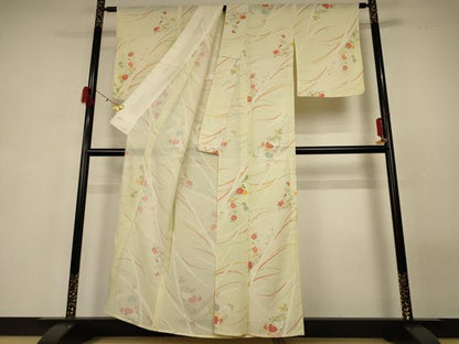 平和屋着物＊夏物 小紋 絽 草花文 正絹 逸品 AABG7503jd