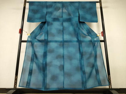 平和屋着物＊夏物 小紋 紗 霞文 暈し染め 正絹 逸品 AABG7509jd
