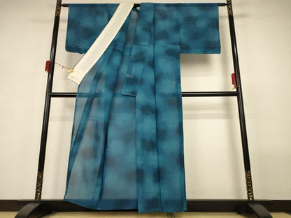 平和屋着物＊夏物 小紋 紗 霞文 暈し染め 正絹 逸品 AABG7509jd