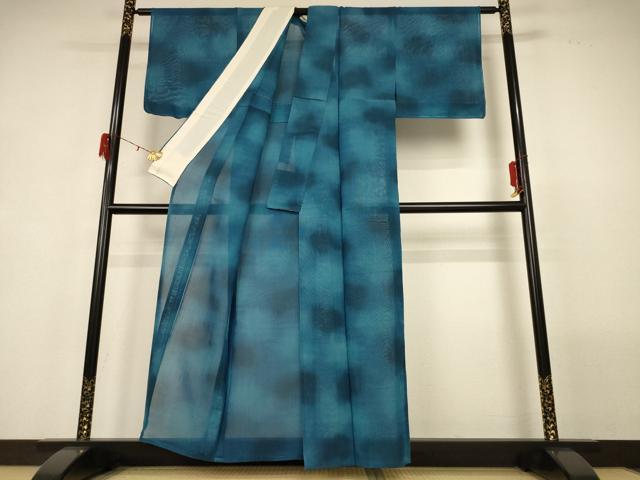 平和屋着物＊夏物 小紋 紗 霞文 暈し染め 正絹 逸品 AABG7509jd