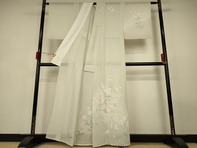 平和屋着物＊夏物 訪問着 絽 草花文 正絹 逸品 AABG7512jd