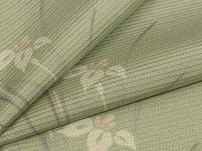 平和屋着物＊夏物 小紋 絽 草花文 正絹 逸品 AABG7513jd