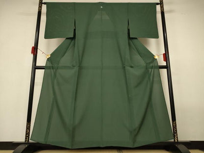 平和屋着物＊夏物 色無地 絽 老竹色 正絹 逸品 AABG7514jd