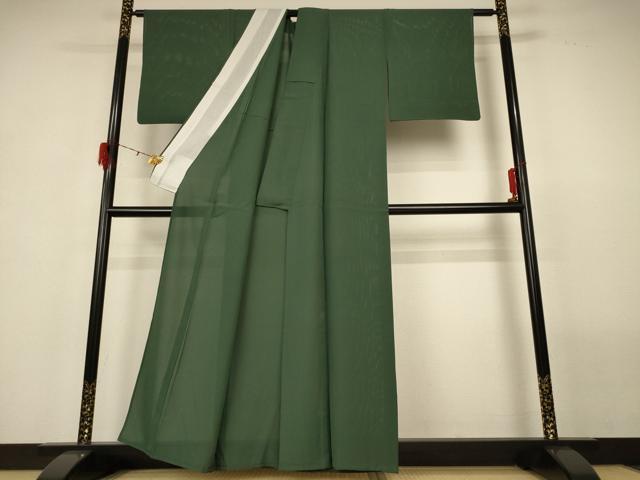 平和屋着物＊夏物 色無地 絽 老竹色 正絹 逸品 AABG7514jd