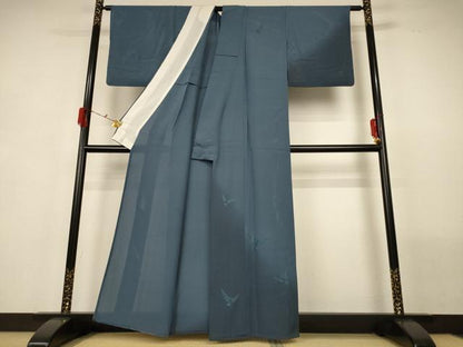 平和屋着物＊夏物 染色作家 斉藤三才 訪問着 縦絽 刺繍 飛鳥文 暈し染め 正絹 逸品 AABG7516jd