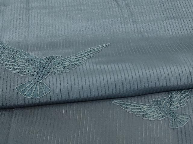 平和屋着物＊夏物 染色作家 斉藤三才 訪問着 縦絽 刺繍 飛鳥文 暈し染め 正絹 逸品 AABG7516jd