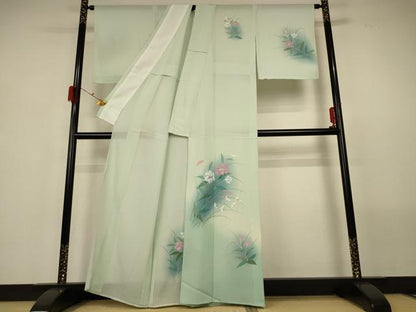平和屋着物＊夏物 訪問着 絽 手描き 草花文 暈し染め 正絹 逸品 未使用 AABG7519jd