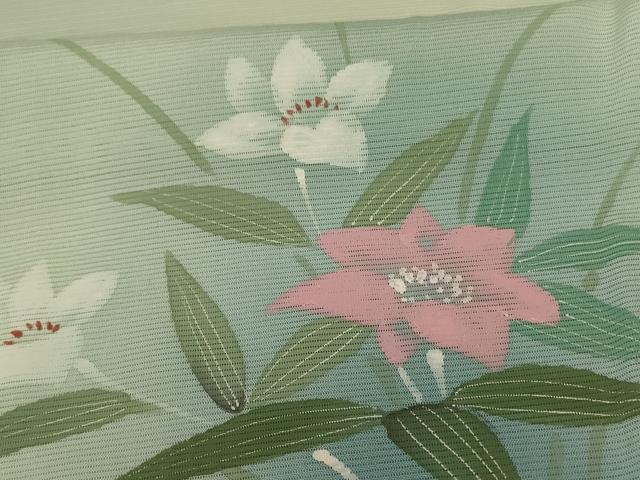 平和屋着物＊夏物 訪問着 絽 手描き 草花文 暈し染め 正絹 逸品 未使用 AABG7519jd