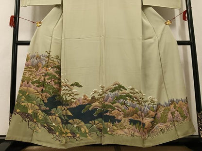 平和屋着物●豪華色留袖　風景松文　正絹　逸品　AABG7521ph