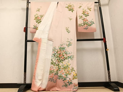 平和屋着物●訪問着　友禅　作家物　草花文　正絹　逸品　AABG7522ph