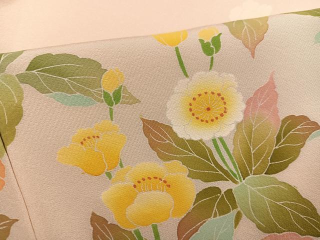 平和屋着物●訪問着　友禅　作家物　草花文　正絹　逸品　AABG7522ph