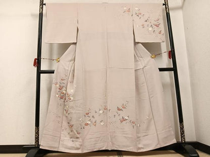 平和屋着物●訪問着　友禅　枝花文　正絹　逸品　AABG7523ph