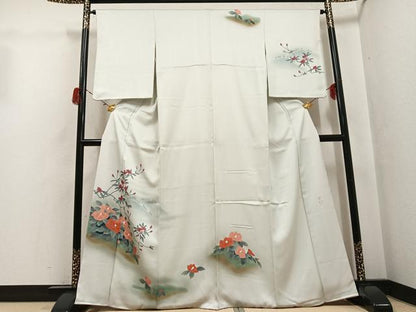 平和屋着物●訪問着　作家物　英正　手描き　花鳥文　暈し染め　正絹　逸品　AABG7524ph