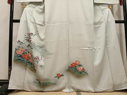 平和屋着物●訪問着　作家物　英正　手描き　花鳥文　暈し染め　正絹　逸品　AABG7524ph