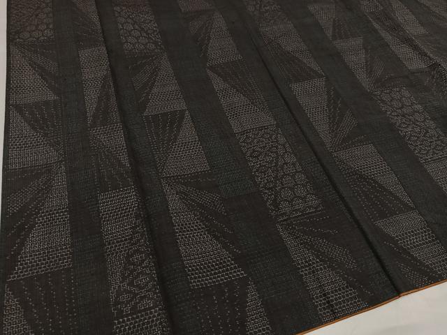 平和屋着物●結城紬　手織り　おく玉　間道　証紙付き　正絹　逸品　AABG7525ph
