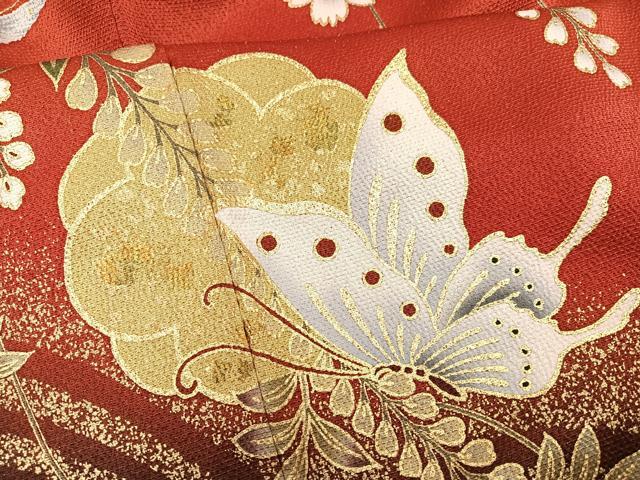 平和屋着物●豪華振袖　花蝶文　暈し染め　金彩　正絹　逸品　AABG7526ph