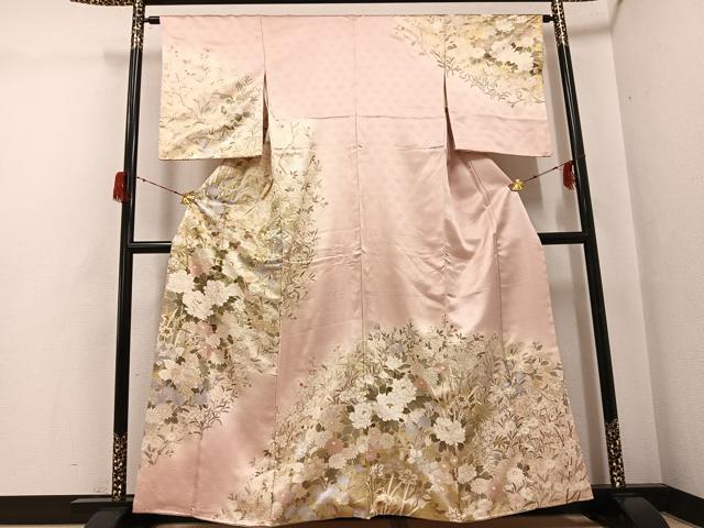 平和屋着物●訪問着　草花文　暈し染め　金彩　正絹　逸品　AABG7527ph