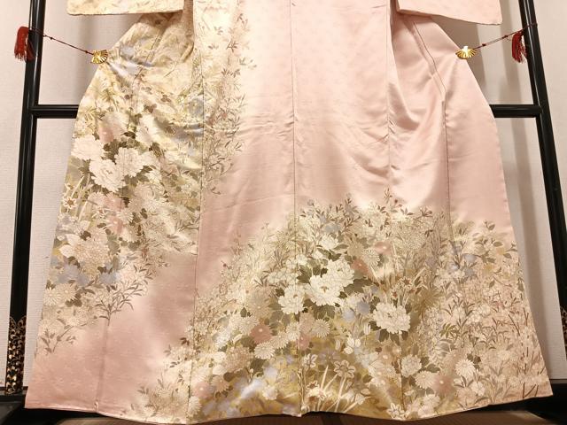 平和屋着物●訪問着　草花文　暈し染め　金彩　正絹　逸品　AABG7527ph