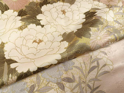 平和屋着物●訪問着　草花文　暈し染め　金彩　正絹　逸品　AABG7527ph