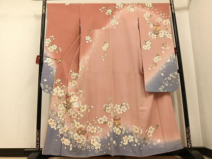 平和屋着物●豪華振袖　貝桶枝桜文　暈し染め　金彩　やまと誂製　正絹　逸品　AABG7528ph