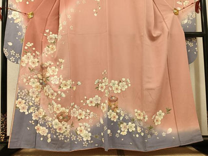 平和屋着物●豪華振袖　貝桶枝桜文　暈し染め　金彩　やまと誂製　正絹　逸品　AABG7528ph