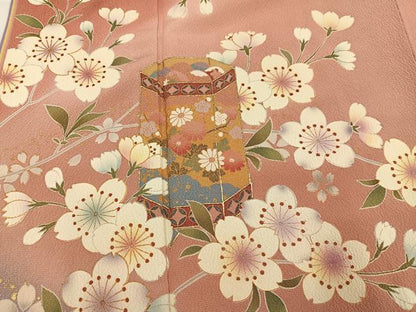 平和屋着物●豪華振袖　貝桶枝桜文　暈し染め　金彩　やまと誂製　正絹　逸品　AABG7528ph