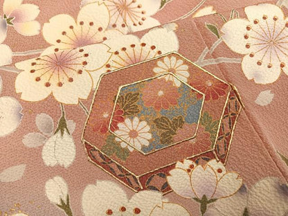 平和屋着物●豪華振袖　貝桶枝桜文　暈し染め　金彩　やまと誂製　正絹　逸品　AABG7528ph