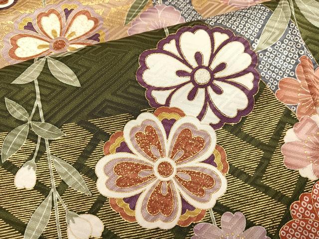平和屋着物●豪華振袖　枝垂れ花文　暈し染め　金彩　正絹　逸品　AABG7529ph