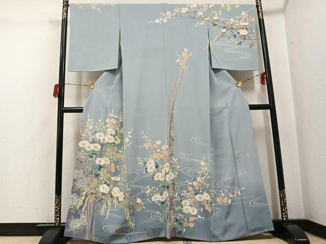 平和屋着物●十日町友禅作家　村松竜介　訪問着　枝花文　暈し染め　正絹　逸品　AABG7530ph