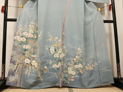 平和屋着物●十日町友禅作家　村松竜介　訪問着　枝花文　暈し染め　正絹　逸品　AABG7530ph