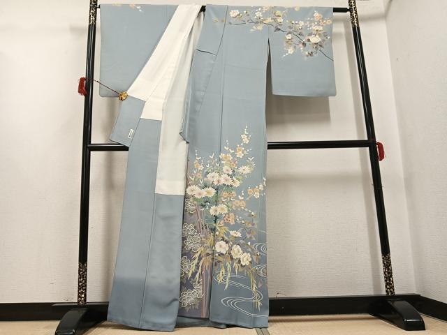 平和屋着物●十日町友禅作家　村松竜介　訪問着　枝花文　暈し染め　正絹　逸品　AABG7530ph